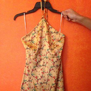 Gold Dress with Cherry Flowers